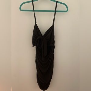 Black scrunched bodycon dress with cut out